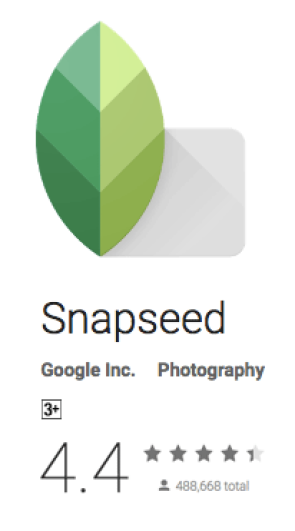 The Snapseed image app in the Android (Google Play) store